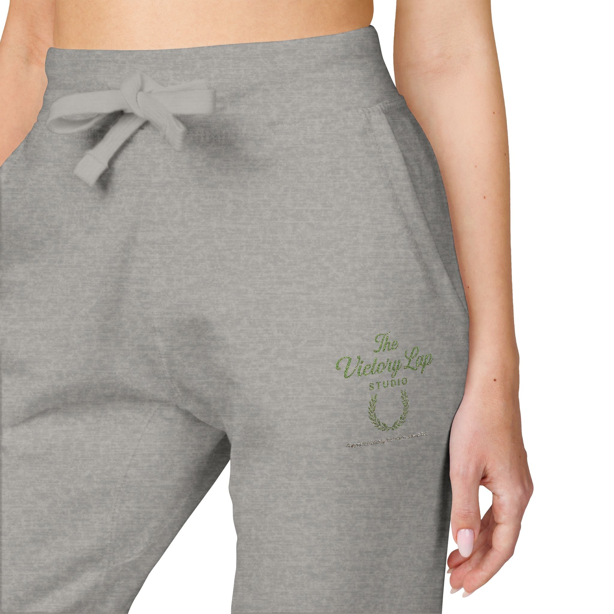 The Victory Lap Studio Anointed Threads-Embroidered Olive Green Sweatpants — Eco Plant Graphic Joggers
