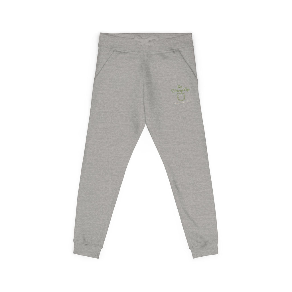 The Victory Lap Studio Anointed Threads-Embroidered Olive Green Sweatpants — Eco Plant Graphic Joggers