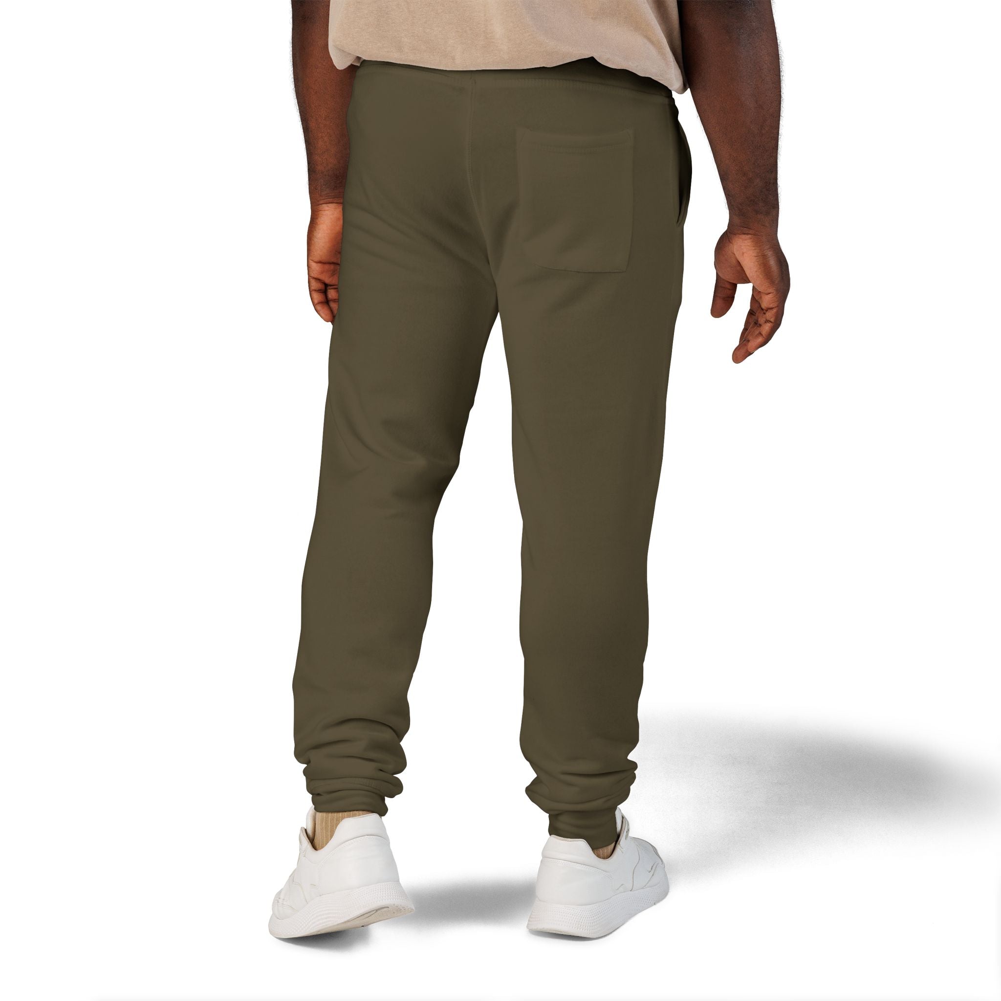 The Victory Lap Studio Anointed Threads-Embroidered Olive Green Sweatpants — Eco Plant Graphic Joggers