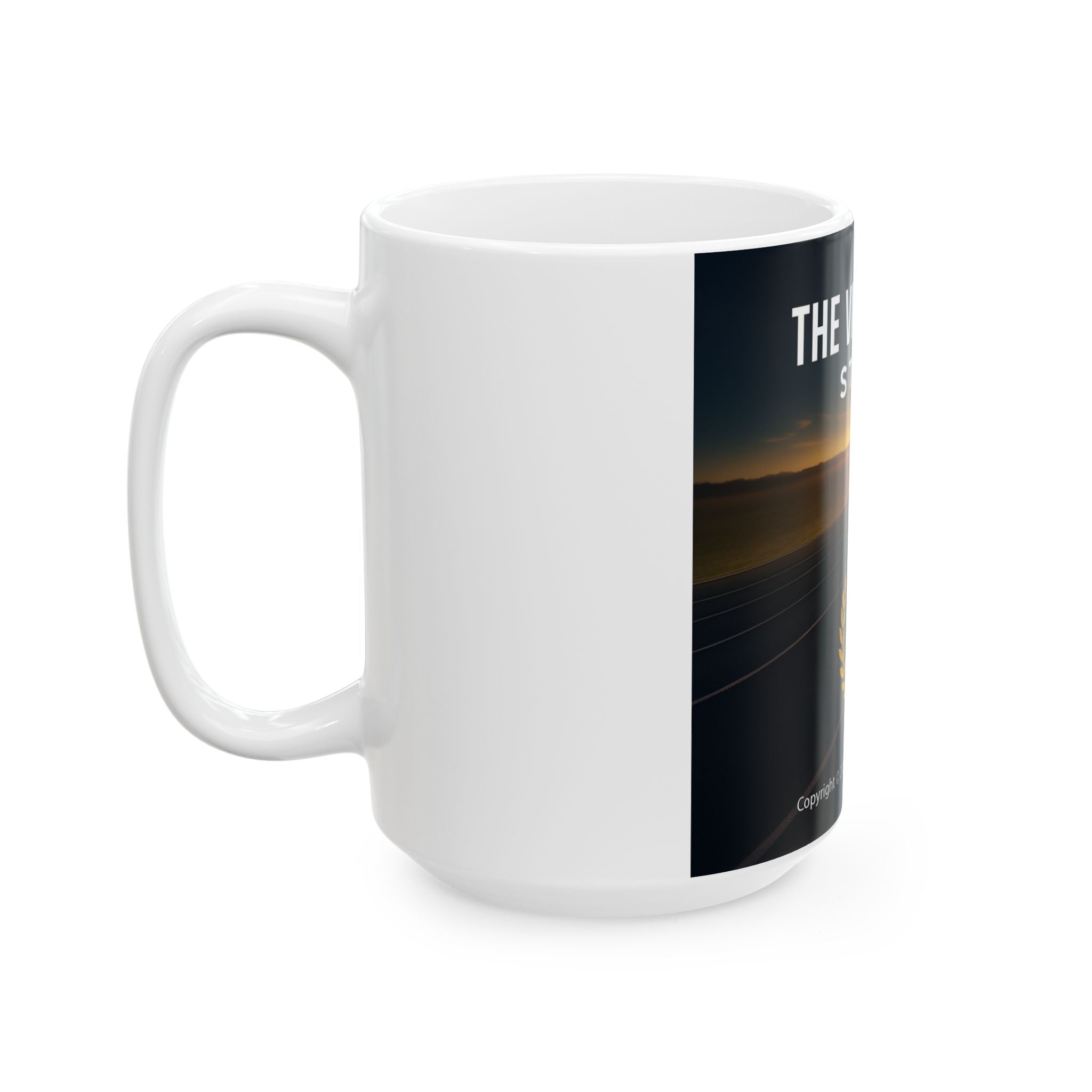 كوب سيراميك من استوديو فيكتوري لاب - كوب قهوة تحفيزي من صن رايز رود (11 أونصة/15 أونصة)