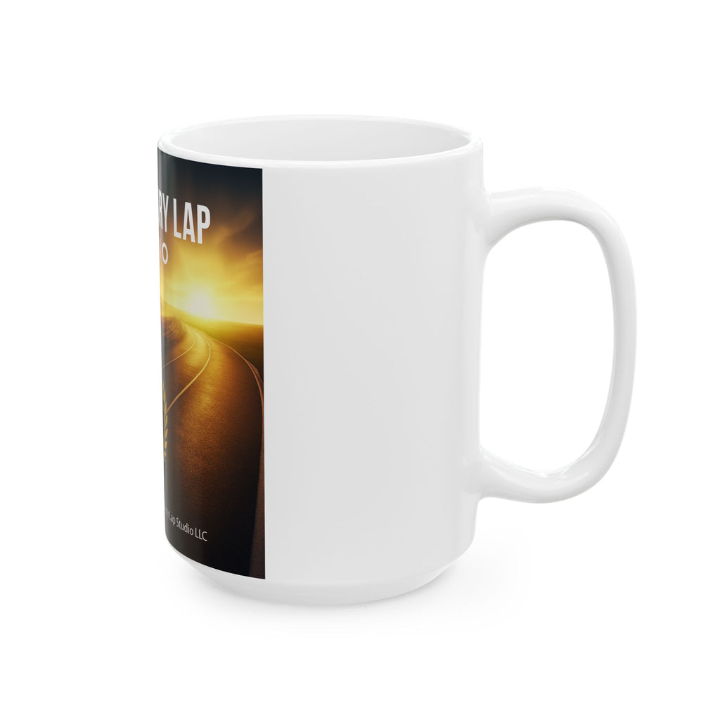 The Victory Lap Studio Ceramic Mug — Sunrise Road Motivational Coffee Cup (11oz/15oz)