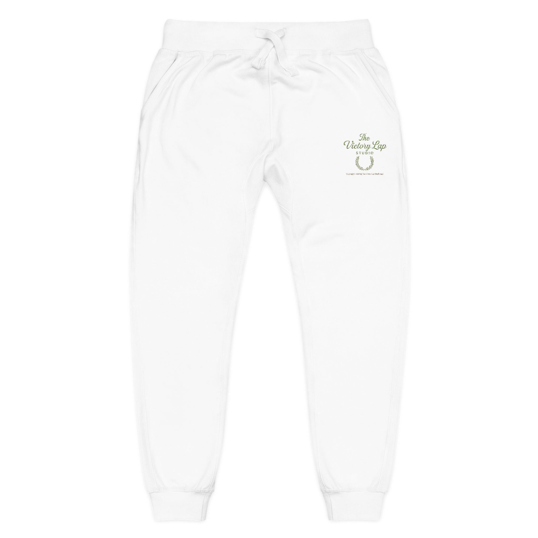 The Victory Lap Studio Anointed Threads-Embroidered Olive Green Sweatpants — Eco Plant Graphic Joggers