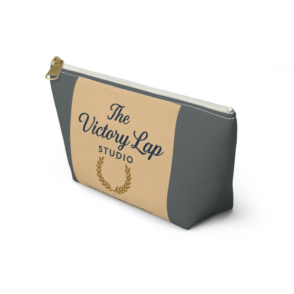 The Victory Lap Studio Accessory Pouch — Zippered T‑Bottom Makeup & Travel Bag
