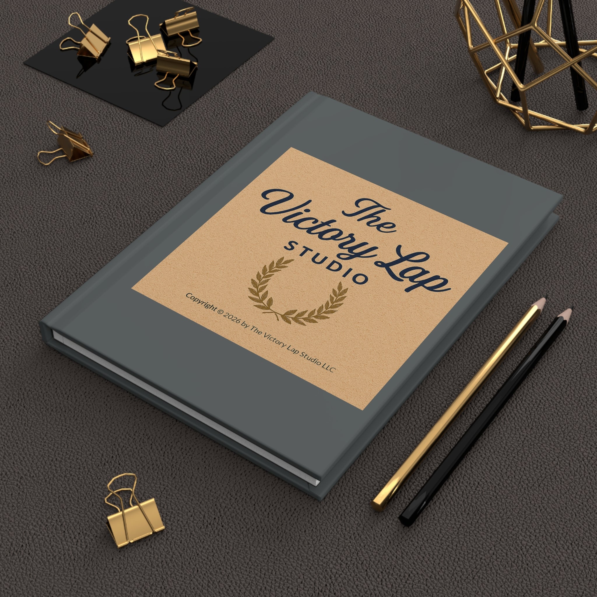 The Victory Lap Studio Hardcover Journal — Matte Vintage Laurel Logo