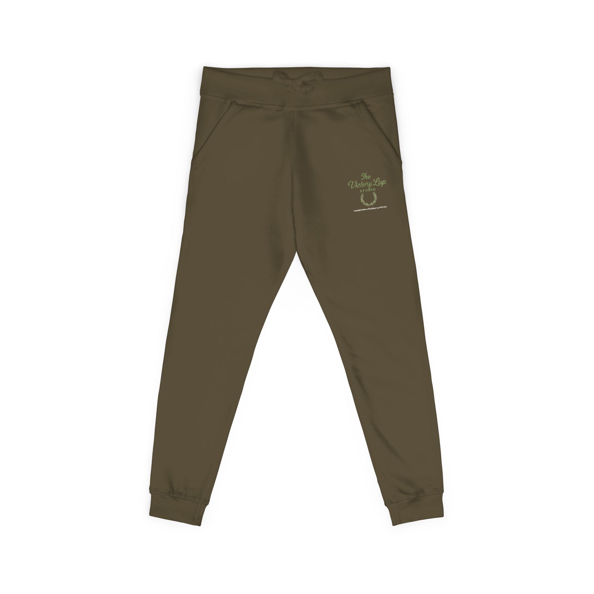 The Victory Lap Studio Anointed Threads-Embroidered Olive Green Sweatpants — Eco Plant Graphic Joggers