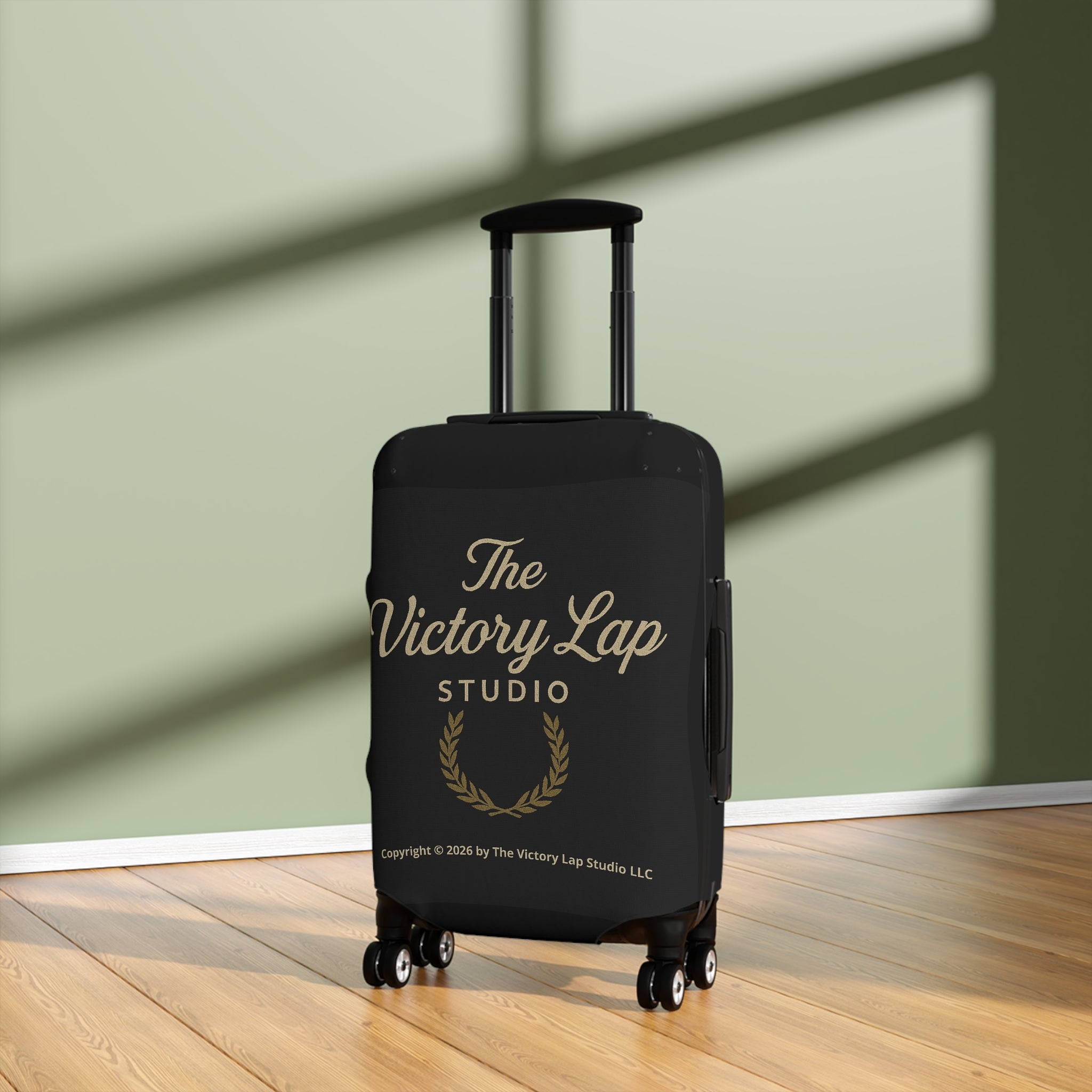 The Victory Lap Studio Protective Travel Suitcase Cover with Laurel Design