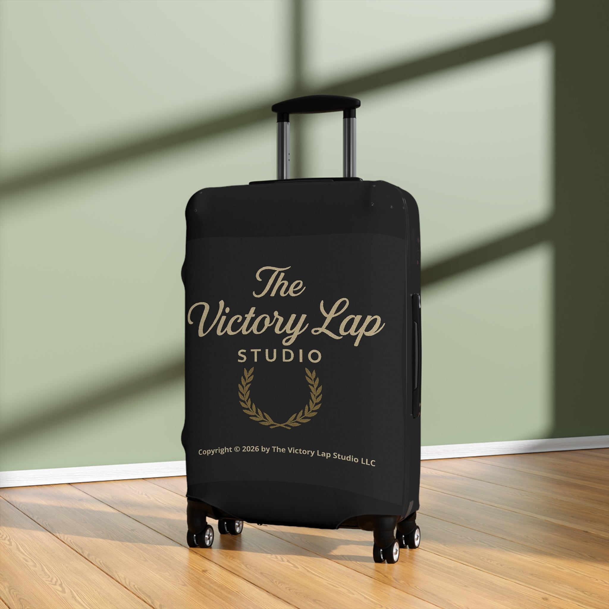 The Victory Lap Studio Protective Travel Suitcase Cover with Laurel Design