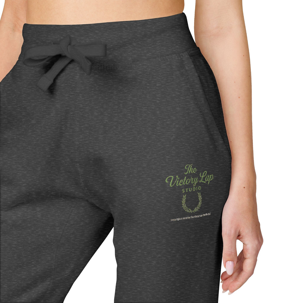 The Victory Lap Studio Anointed Threads-Embroidered Olive Green Sweatpants — Eco Plant Graphic Joggers