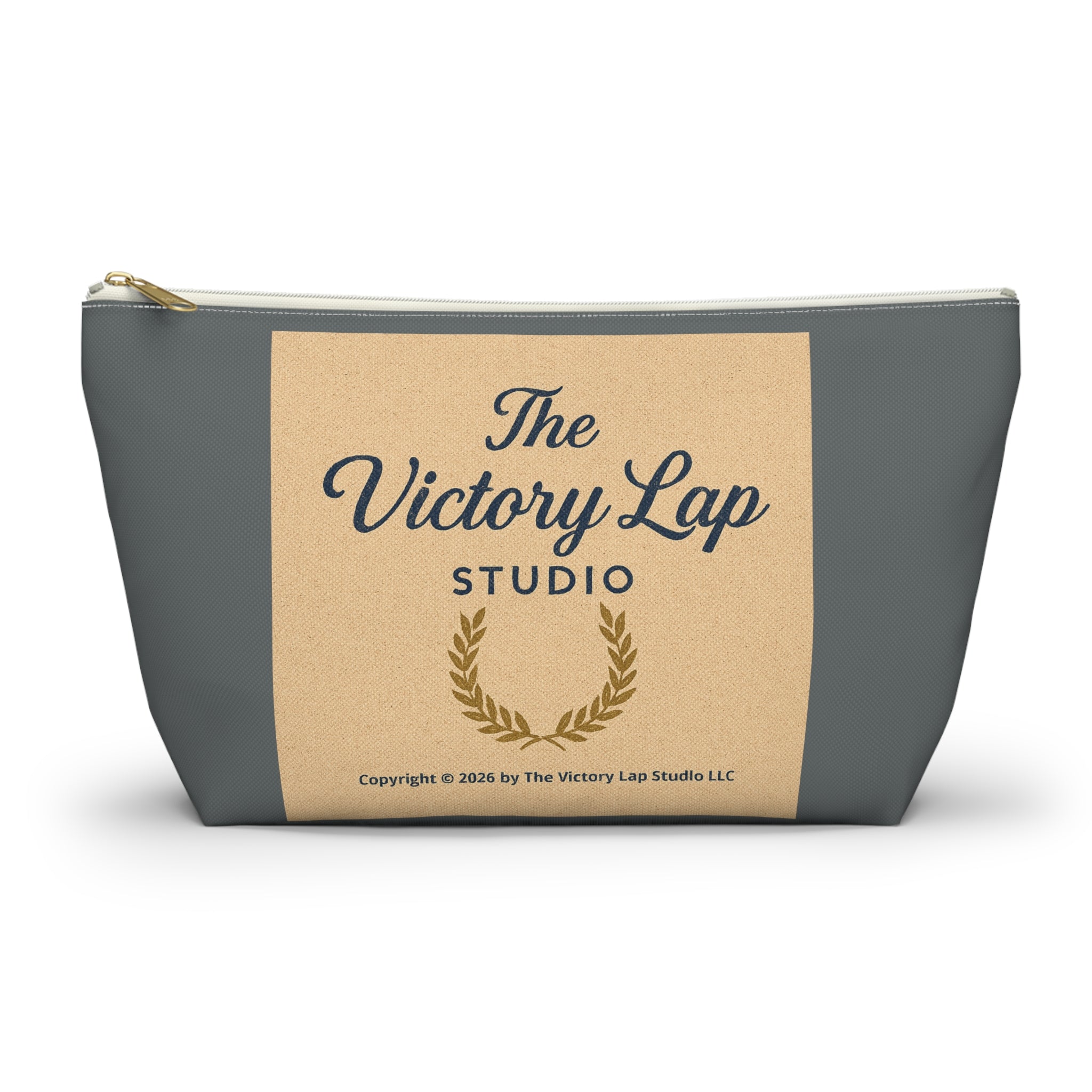 The Victory Lap Studio Accessory Pouch — Zippered T‑Bottom Makeup & Travel Bag