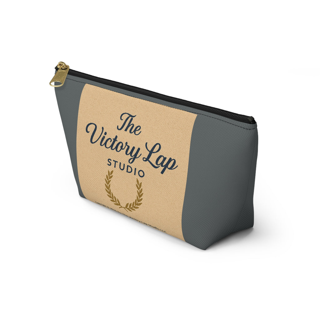 The Victory Lap Studio Accessory Pouch — Zippered T‑Bottom Makeup & Travel Bag