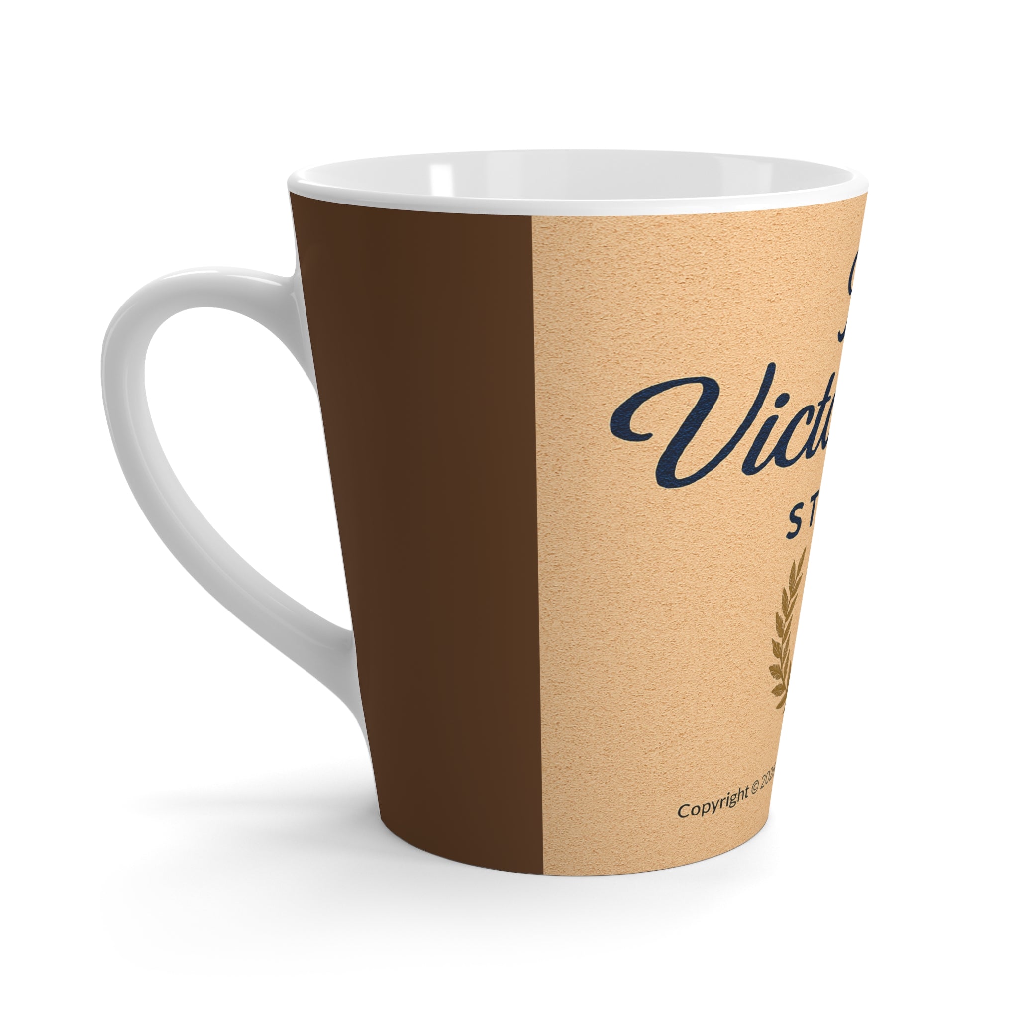 The Victory Lap Studio Latte Mug – Vintage Logo Ceramic Coffee Cup
