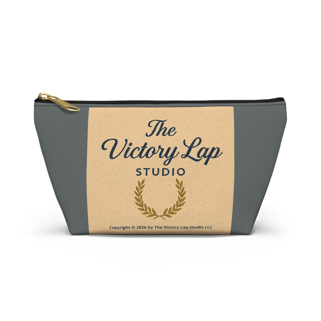The Victory Lap Studio Accessory Pouch — Zippered T‑Bottom Makeup & Travel Bag